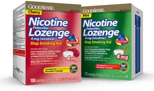 Никотинова пастилка GoodSense Polacrilex 4 mg (Никотин), Удобна Опаковка С вкус на мента и череша, Средство за отказване