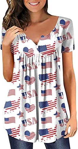 На 4 юли, Туники за Жени, Тениска с образа на Американския Флаг, Прикрива Мазнини по Корема, Лятна Ежедневна