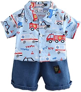 PATPAT Дрехи за Малките Момчета Комплект от Ризи с къс ръкав копчета и Шорти за малки Момчета