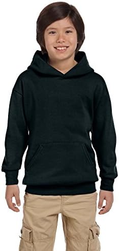 От Hanes Youth Качулка пуловера EcoSmart тегло 78 грама 50/50 - Black - L - (Стил P473 - Оригинален стикер)