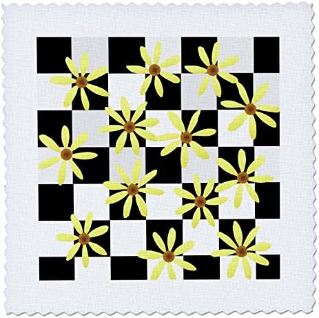 3dRose qs_54530_1 Стеганое одеяло в рекламната с жълти цветове, с Квадратно, 10 на 10 сантиметра, с флорални принтом