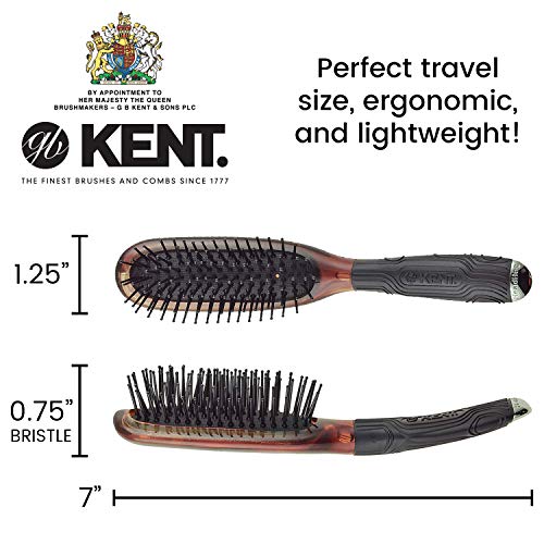 Пътна Четка за Разнищване на коса Kent KB Minihog Headhog, четка за Разнищване на косата на черната гумена възглавница, и четка
