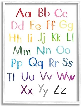 Главни и малки букви от азбуката Stupell Industries Rainbow ABC Дизайн Дженифър Маккалли, Стенно изкуство в бяла