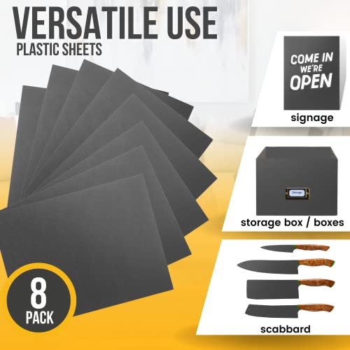 (8 опаковки) Листове ABS-пластмаса CalPalmy (черен) - 16 x 12 x 1/8 Пластмасов лист - Текстурирани (отпред) и мат