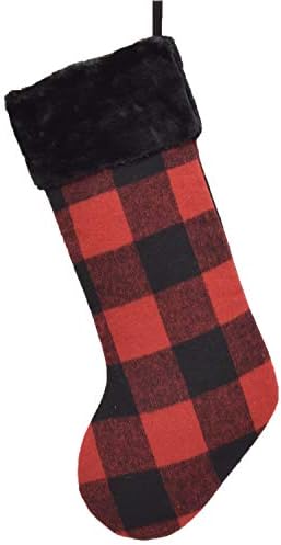Коледни Чорапи в червено-черна клетка Gireshome Buffalo Check, Прекрасни Коледни Чорапи с белезници от изкуствена кожа