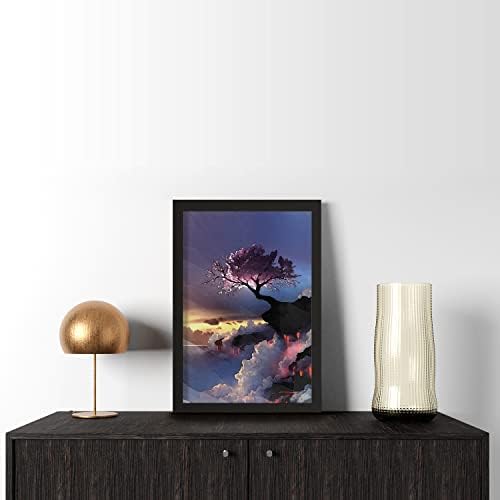 Ritwikas Абстрактна Стенни картина С Изображение на Цвете Сакуры, Распускающегося В Мъгла Дим | Картина В Рамка за Декор