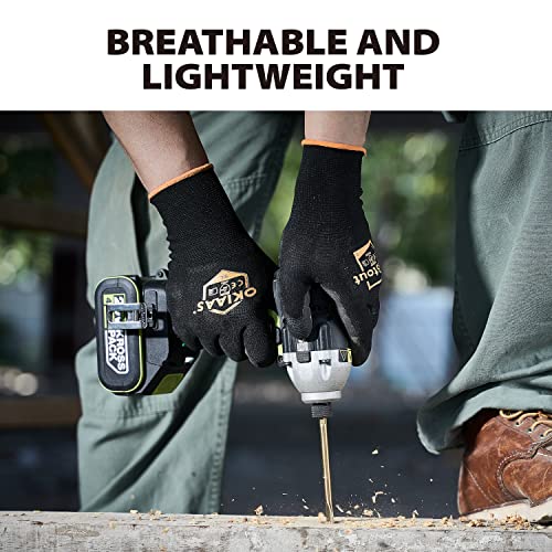 Предпазни работни ръкавици OKIAAS, комплект с 60 чифта работни ръкавици от непрекъсната трикотаж с антиоксидантна полиуретанова