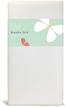 Сигурна 2-стъпка дишащ матрак за бебешко легло Lullaby Earth Дишай - Естествен матрак двоен твърдост, без химикали с подвижен