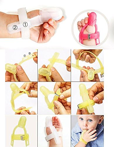 Детски Ограничител за смучене на палеца Защита за палеца (на 12 месеца от ~ 5 години) x Жълт цвят