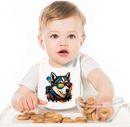 Детски Престилки Хъски в Слънчеви Очила - Класни Престилки За Хранене на бебето - Цветни Престилки за хранене