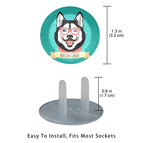 Прозрачен Капак за контакти (24 опаковки) С Анимационни Куче Хъски, Диелектрични Пластмасови Капачки за електрически Контакти,