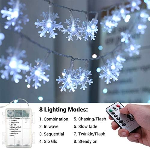 Коледни светлини във формата на Снежинки BrizLabs, 16,08 фута 40 led на коледните светлини с дистанционными