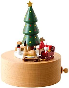 WPYYI Коледно Дърво, Дървена Музикална Ковчег Коледен Лосове Музикална Ковчег на Дядо Коледа