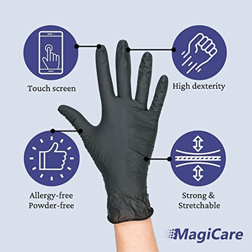 Черни Нитриловые ръкавици MAGICARE - Трайни Медицински ръкавици за Еднократна употреба - Нестерильные, Латекс, Без