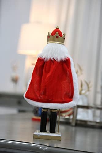 14 инча Лешникотрошачка Коледна Украса Крал с Червения Нос Традиционна Дървена Коллекционный Лешникотрошачката Ръчна изработка,