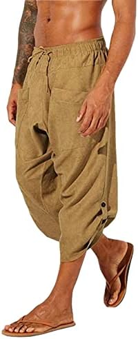 Памук, Ленени Панталони Мъжки Свободно Намаляване на Дънкови Къси 7 Инча По вътрешния шев на Мъжки Летни Панталони за всеки