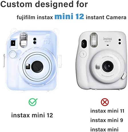 Прозрачен калъф Rieibi за Fuji Instax Mini 12/Polaroid mini 12, калъф за фотоапарат непосредствена печат Fujifilm Instax