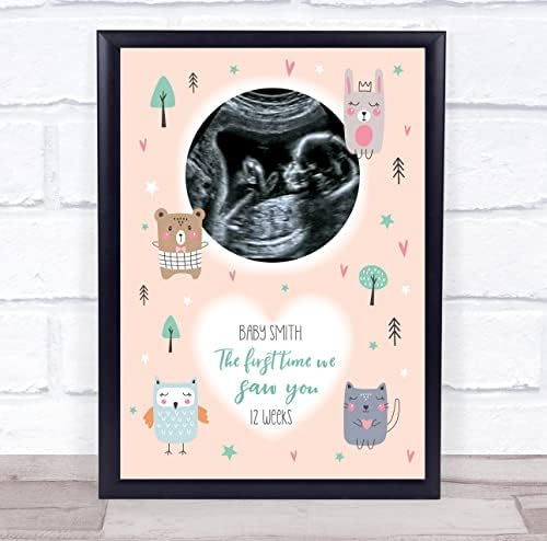 Снимка Сканиране На Бременността Бебето Снимка Персиковых Животни В Памет Подарък Принт