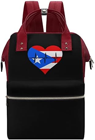 Любовта Пуерто Рико Сърцебиене Водоустойчива Раница За Майки С Голям Капацитет Чанта За Памперси Многофункционална Чанта