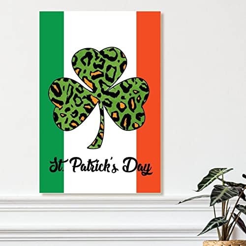 Знаме на Ирландия Леопардовый Каре Щастлив Детелина Дървени Стенни Художествена Борда на Св. Патрик, Зелена Детелина Ирландски