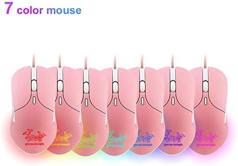 Жичен Детска Мишката, Оптични Безшумни Компютърни Мишки USB със 7-цветна Подсветка, 4 Регулируеми DPI До 3200, Ергономична
