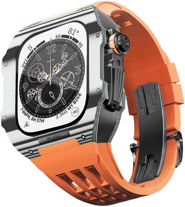 FOUNCY Каишка от тефлон + комплект за промяна на обвивка от въглеродни влакна, за Apple Watch Series 8 7 45