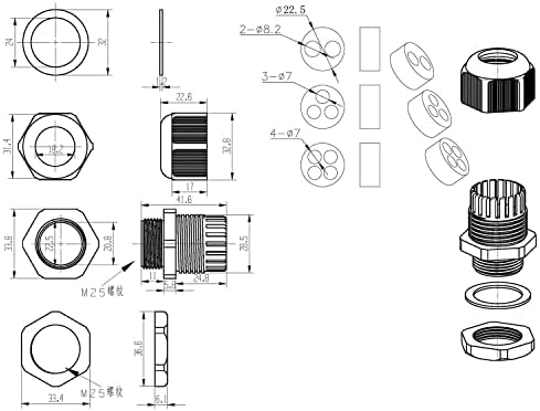 Непромокаеми Найлонови кабелни вводы с няколко дупки за електрически от корпуса, 4 отвора, в опаковка с 3 бр. (1 , черен)