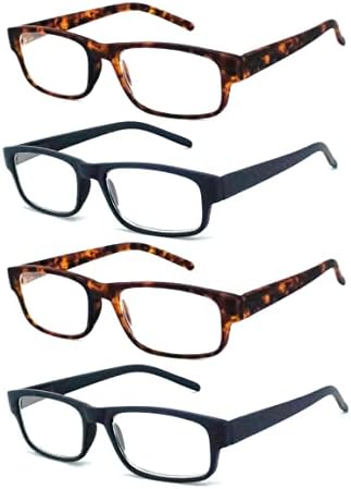 4 Опаковки мъжки ридеров с матово покритие и Сини Светозащитные, Устойчиви на надраскване Компютърни Очила за
