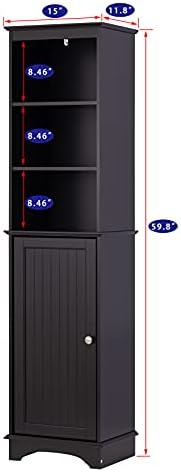 Отделно стоящ шкаф за съхранение на Spirich Home с трехъярусными рафтове, висок тънък, шкаф, отделно стоящи бельевая кула,