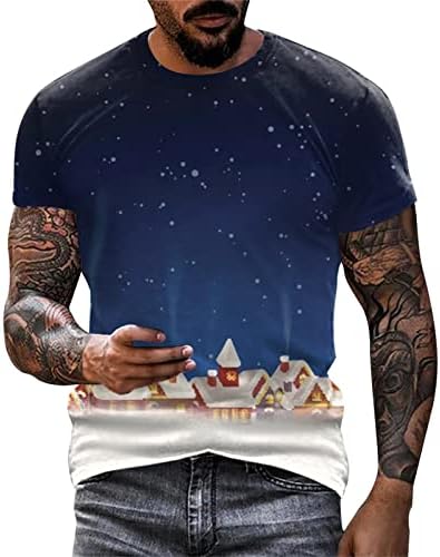 XXBR Мъжки тениски С Коледните принтом Дядо Коледа, Принтом Снежинки, Солдатские Блузи с къс ръкав, Забавни