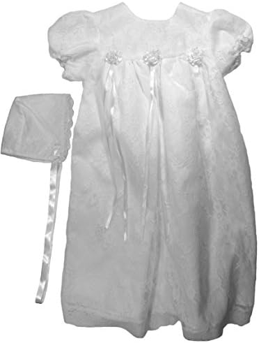 Бяло Дантелено рокля за кръщение момичета в Деня на Кръщението с една Шапка