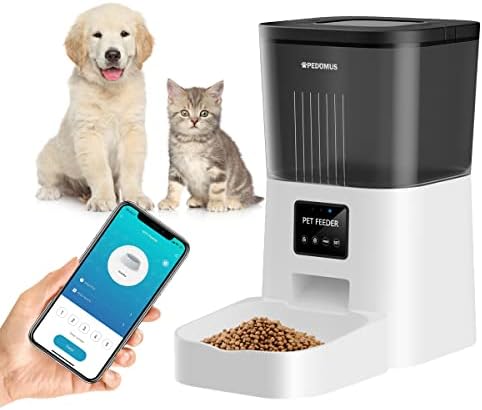 PEDOMUS Автоматична Ясла за котки с Wi-Fi APP Control Автоматично Опаковка храна за котки Обем 4 л, Изчислен по време