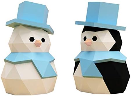 WLL-DP снежният човек и Пингвина Триизмерно Геометрично Украса За Дома, 3D Хартиена Занаят Хартиена Скулптура