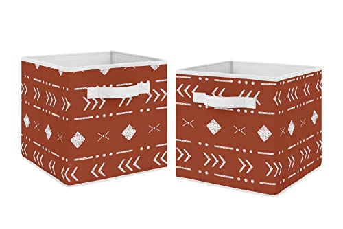 Sweet Jojo Designs Ръждиво-Бял Парцал за племето Бохо, Сгъваема Плат, Куб За съхранение на Кутии, Органайзер,