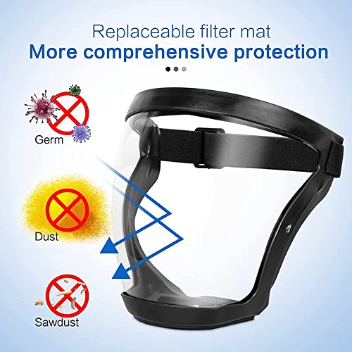 MUJUME Противотуманная маска за лице Унисекс HD Прозрачна Маска Замени Прозрачна Външна Маска За пълна защита на устата (черен)