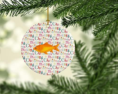 Съкровищата на Каролина WDK2918CO1 Златната Рибка Обичайната Коледна Керамично Украса, Коледни Украси, Подвесное Украса за Коледа,