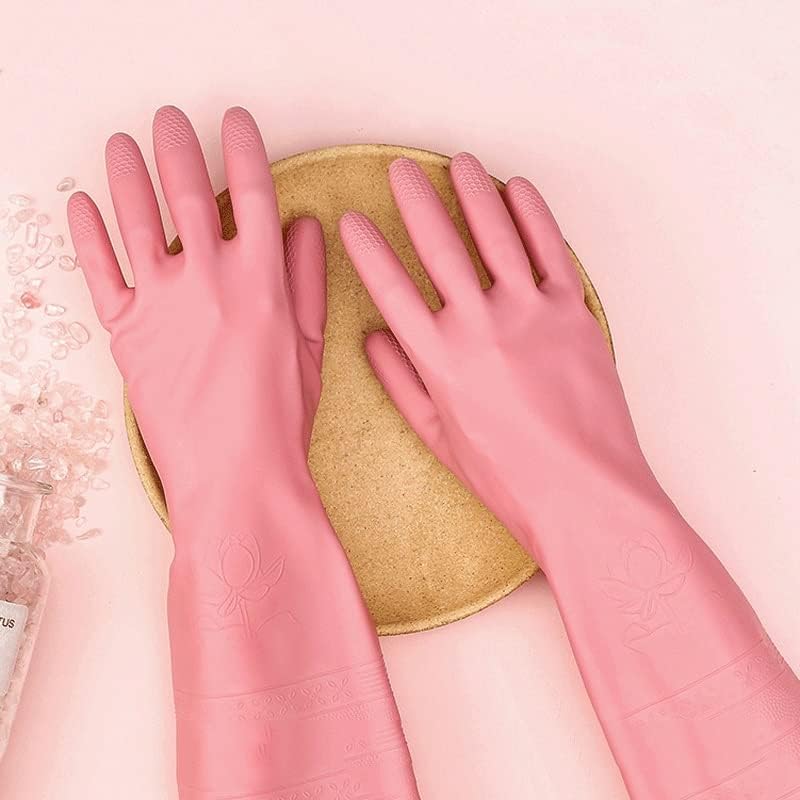 Ръкавици за почистване, Кухненски Непромокаеми Ръкавици за миене на съдове, Здрава Гумена Четка за миене на