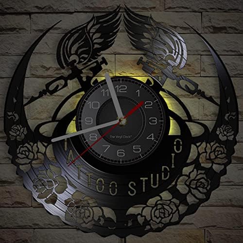 Timethink 12-Инчов led Стенни часовници за татуировка-студио с 7 Режима на осветление за Декор на татуировка-кабина,