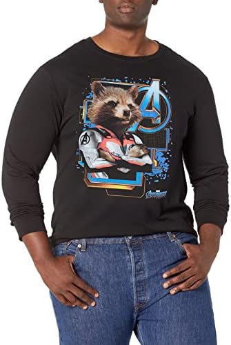 Мъжки Блузи Marvel Big & Tall Space Raccon, Тениска с къс ръкав, Черна, 4X-Large