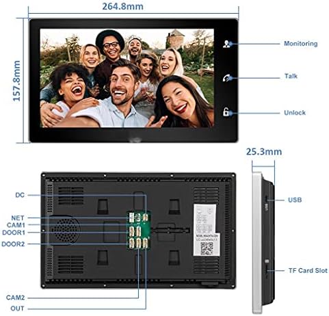 LIRUXUN 10-Инчов Интелигентни IP-видео домофон с Видеодомофоном, монитор с 1xTouch Екран и кабелни камера система домофонна 1x720P