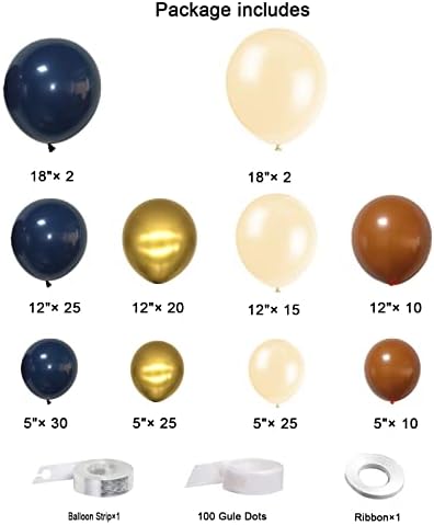 Комплект за гирлянди от тъмно сини и златни балони, Бял цвят Слонова Кост, Златен Металик и Двоен Венец от ярко-оранжеви