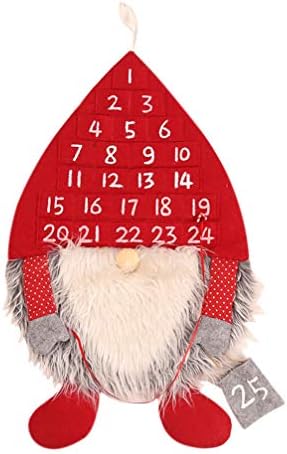 Amosfun Коледен Текстилен Адвент-Календар Коледа 24 Дни Висящ Плат Адвент-Календар Коледа Шведски Дизайн На Gnome Коледна Украса