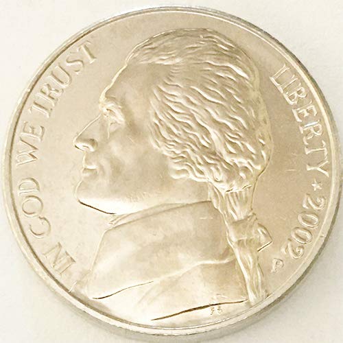 2002, P & D BU Jefferson Nickel Choice Комплект от 2 монети, Монетен двор на САЩ, без да се прибягва