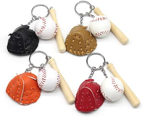 4шт Мини-Бейзболна Ръкавица и модел Бита Ключодържател Окачване За Партита Сувенири Аксесоари (Смесен цвят)