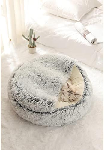 Зимата е 2 в 1 Кръг на Легло за Котки Стил 5 - Поничка Легло за Куче - Мат Възглавница Легло Къщичка за Кучета, Котки, Стоки