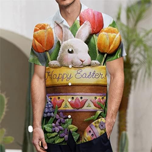 Мъжки Ежедневни Риза с Принтом на Великден, Блуза с Къс ръкав и Отложным Яка, Блузи, Заешки Яйца, Графични Хавайски