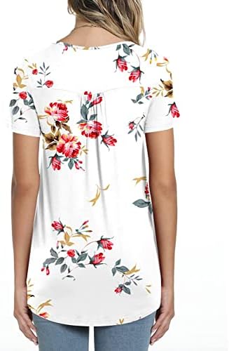 Блуза, Риза за Дами Лято Есен с Къс Ръкав 2023 Облекло Модерен Лейси Памучен Тениска с Кръгло Деколте и Графичен Дизайн