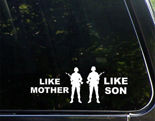 Like Mother Like Son (Милитари) - за автомобили Забавно Vinyl Стикер върху Бронята на Колата Стикер на прозореца | Бял | 8,75 инча