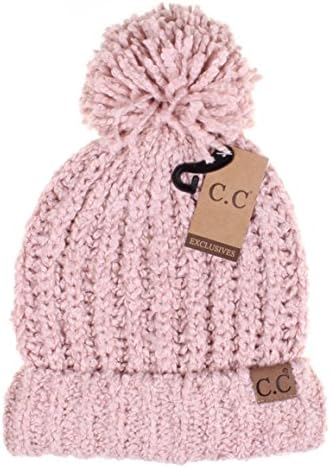 Зимна шапка C. C, вязаная дантела, по-Голямата Мека шапка-бини с помпоном (ШАПКА-7362)