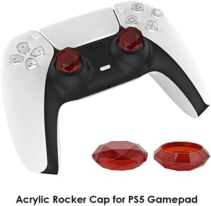 Рокер PS5, 2X Акрилна дръжка за палеца с Диамант Огранкой за контролер PS5 (Прозрачен Червен)